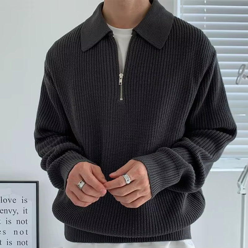 Regal Ribbed Zip Polo Sweater